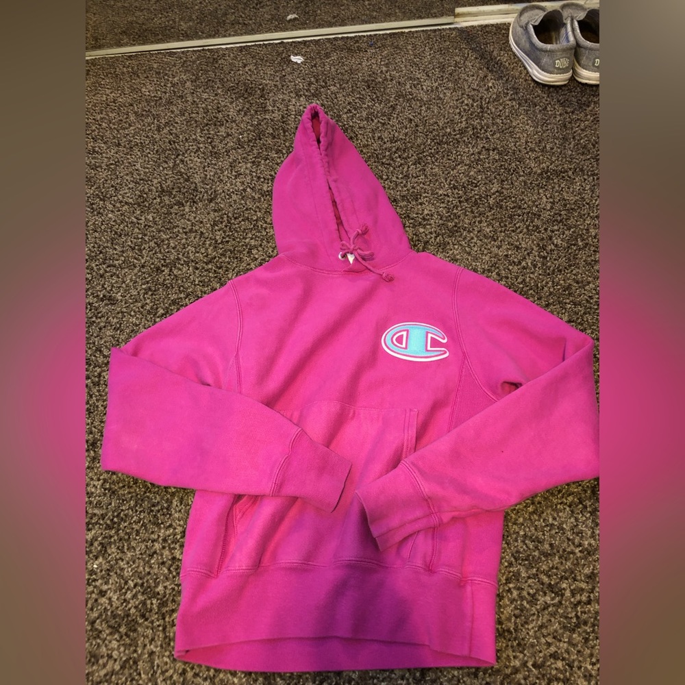 pink champion hoodie